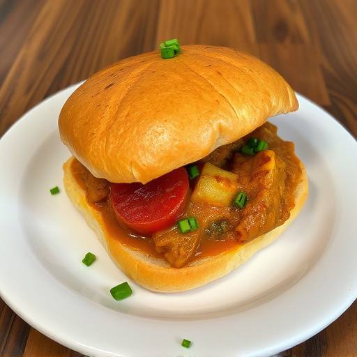 Bunny Chow: A hollowed-out loaf of bread filled with curry, a Durban specialty.