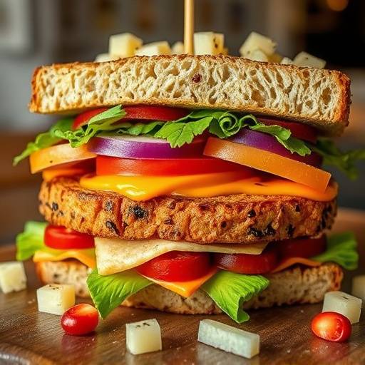 Close-up of a fully loaded Gatsby sandwich